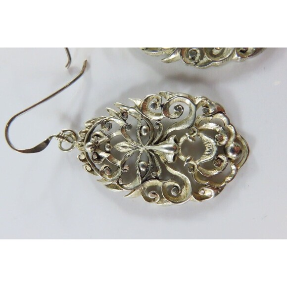 Pierced Sterling Silver Art Nouveau Style Dangling Face Earrings 925 - Picture 5 of 8